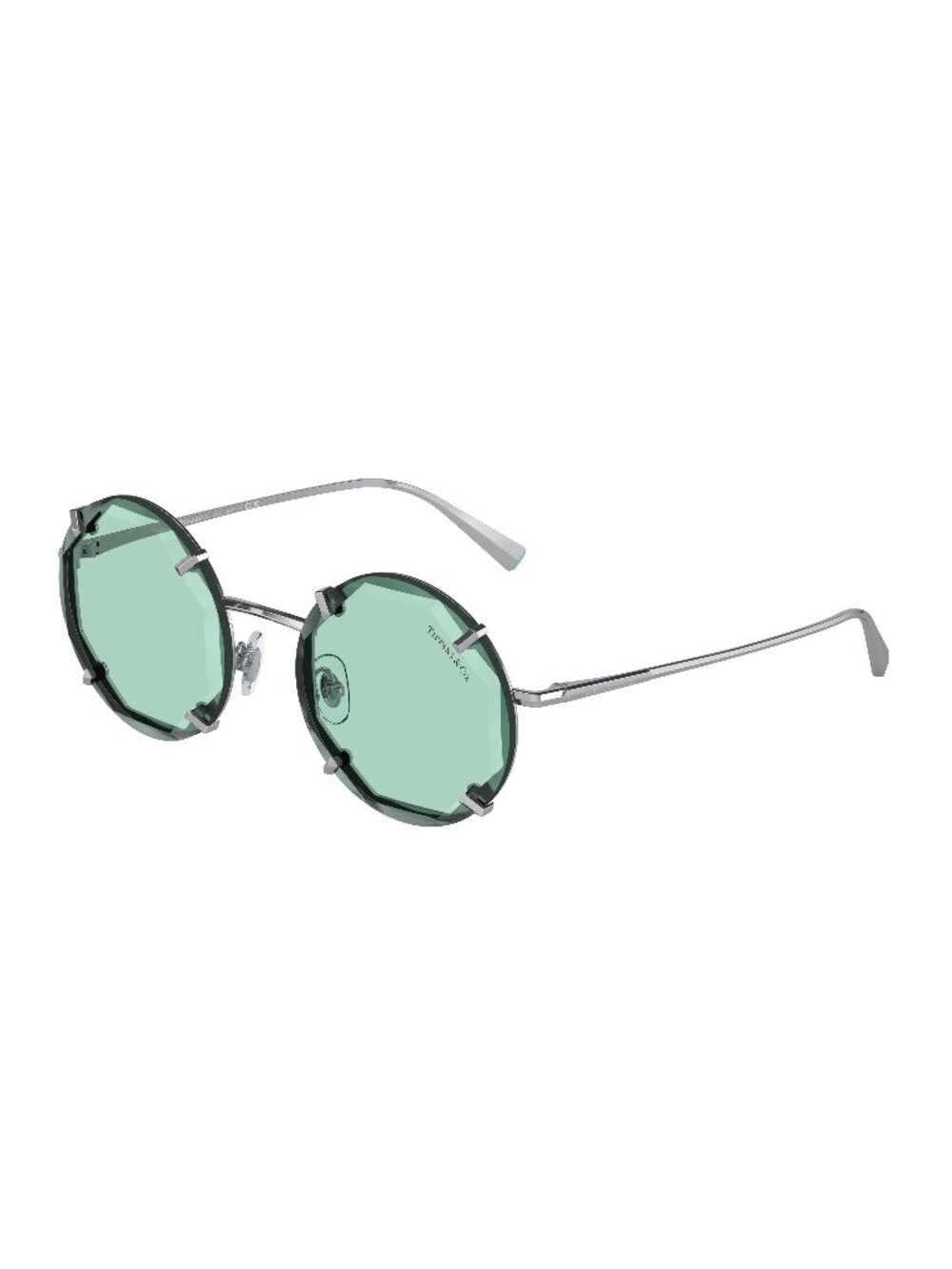 New Tiffany Women's Sunglasses Silver Round Blue Lens Metal Frame TF3091 6001D9